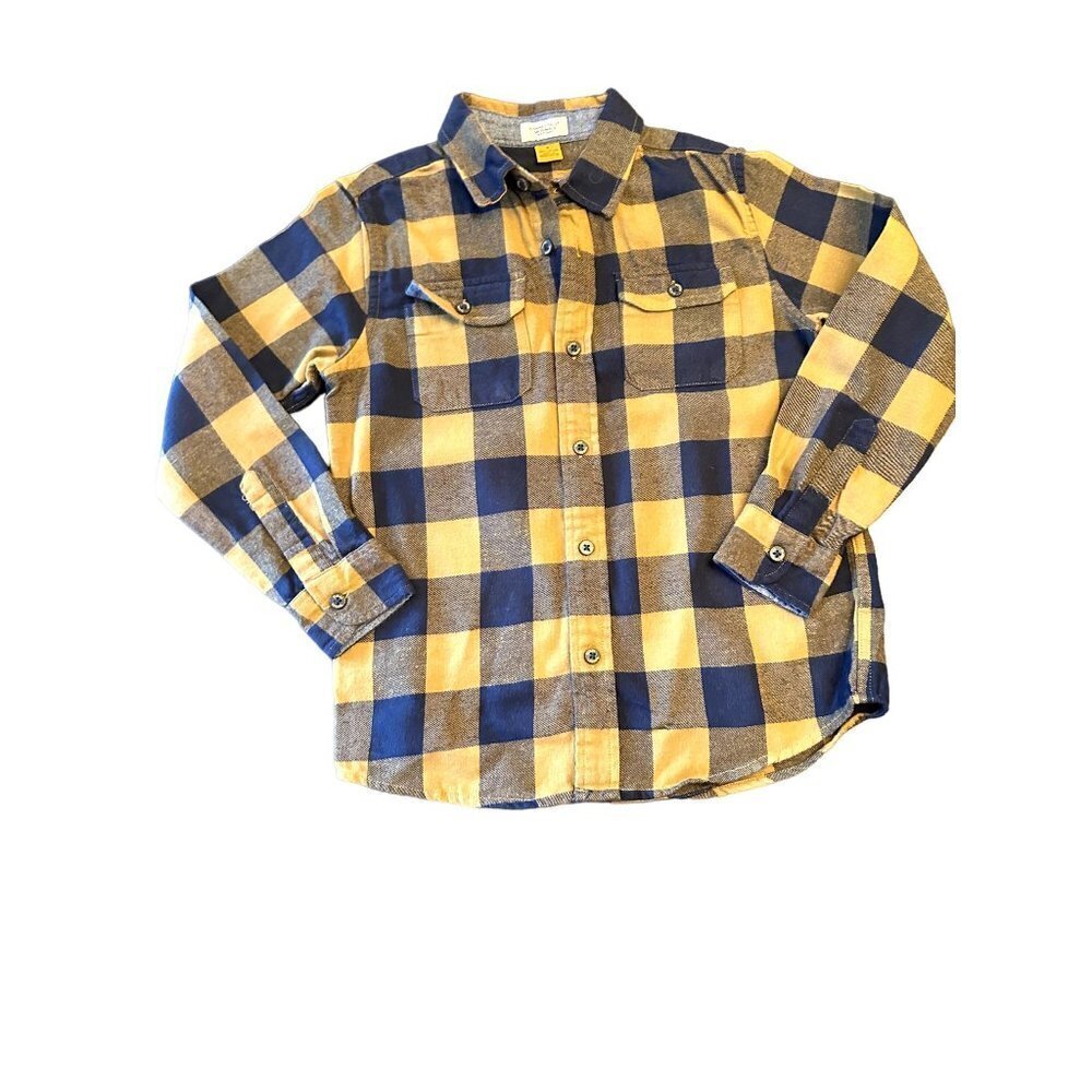 Tailor Vintage Gold Black Plaid Boys Shirt Size 8